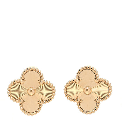 Van Cleef & Arpels 18K Yellow Gold Guilloche Vintage Alhambra Earrings 1 of 5