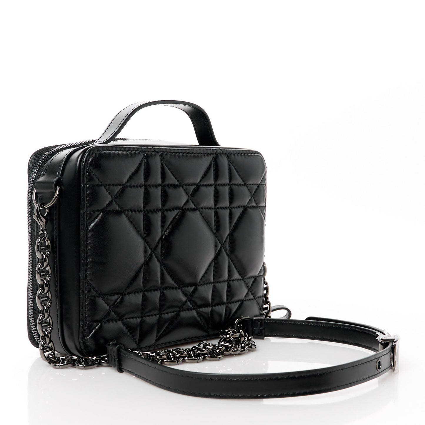 Calfskin Macrocannage Caro Box Bag Black