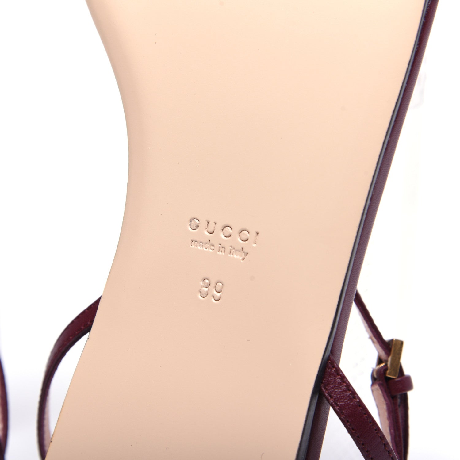 Gucci Lifford Calfskin GG Marmont Ankle Wrap Flat Sandals 39 Vintage Bordeaux 10 of 11