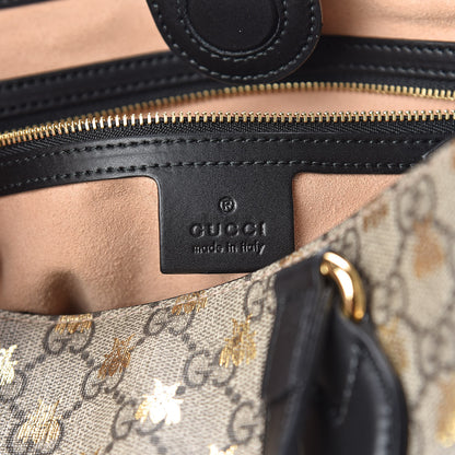 Gucci Soft GG Supreme Monogram Bees Small Crossbody Tote Beige Oro Black 6 of 10