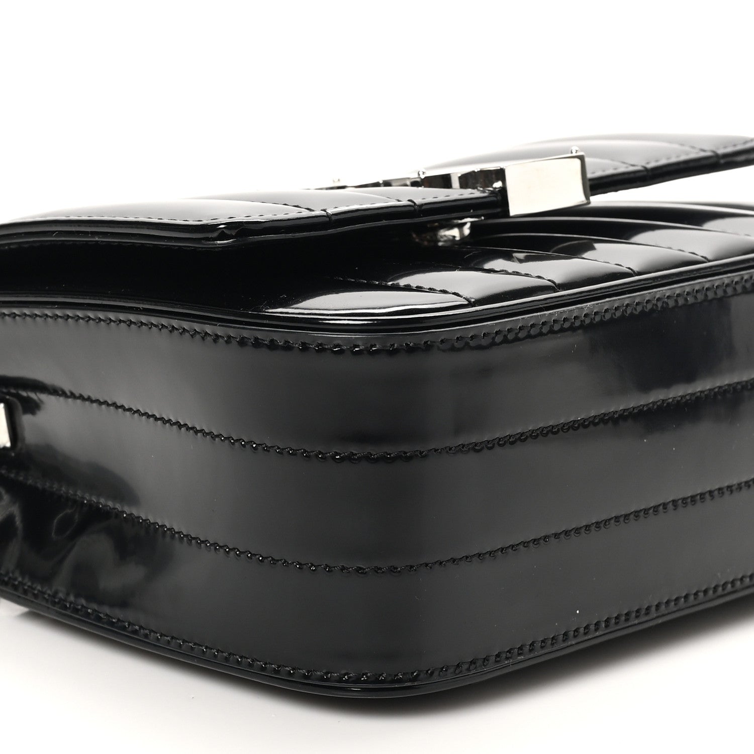 Saint Laurent Patent Calfskin Matelasse Monogram Small Vicky Chain Bag Black 8 of 9