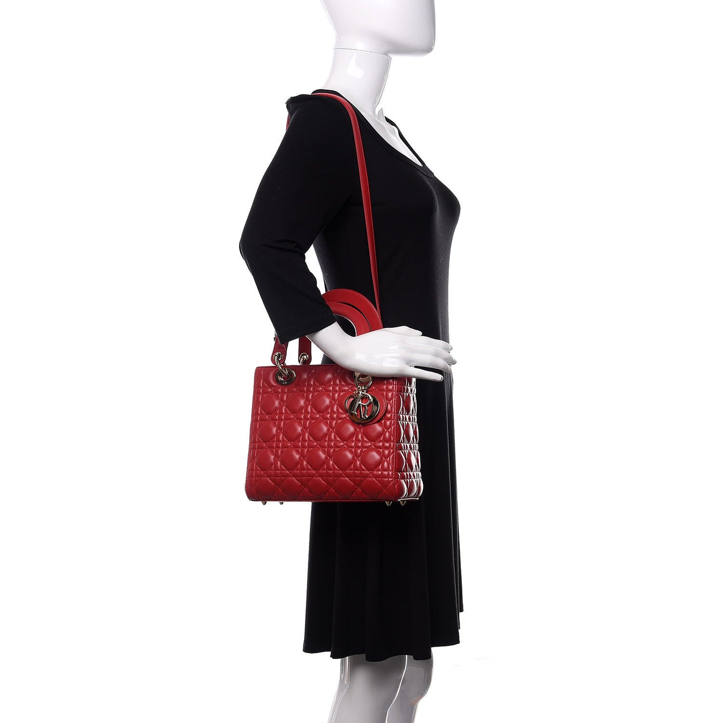 Lambskin Cannage Medium Lady Dior Red