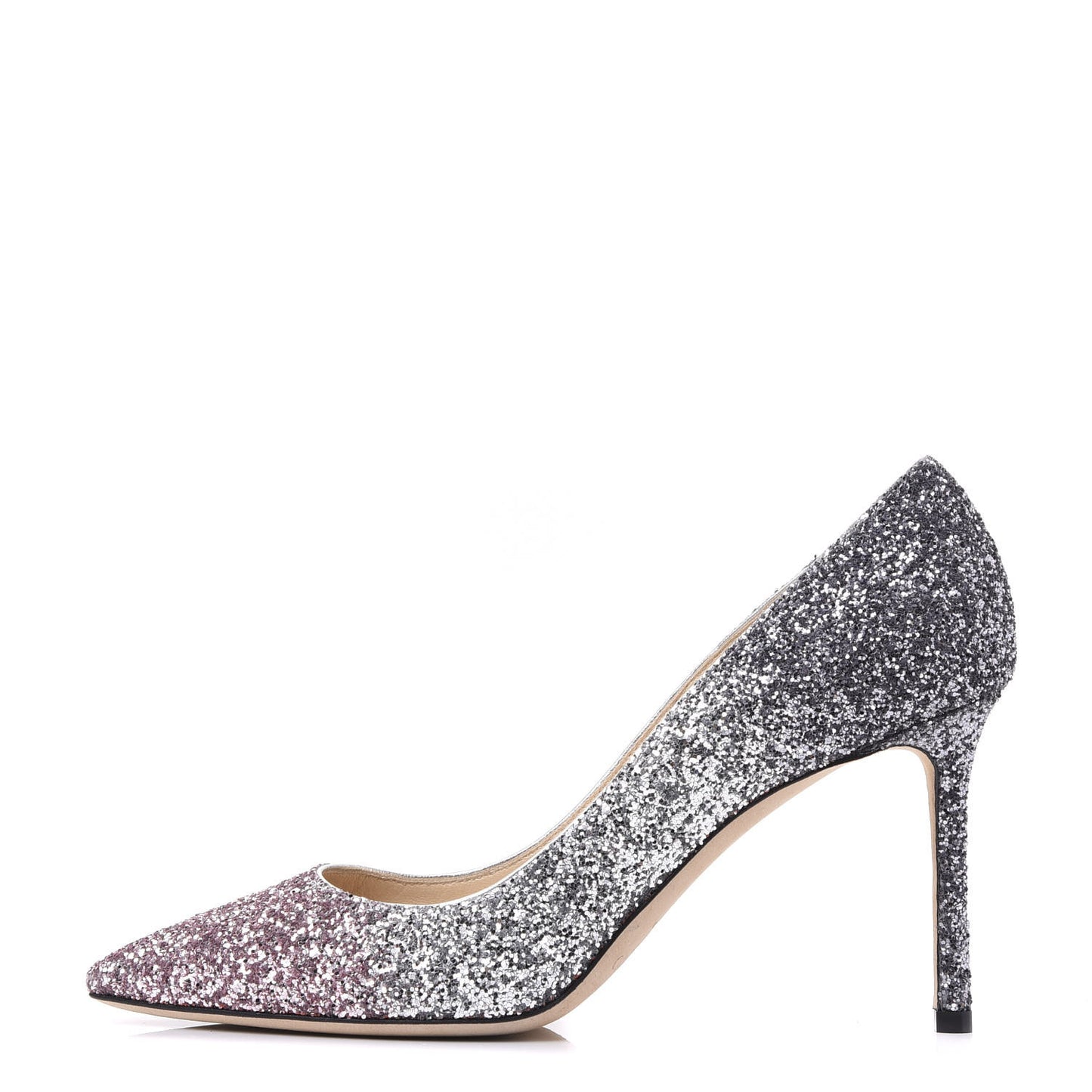 Glitter Pointy Toe Romy 85 Pumps 39.5 Silver Pink