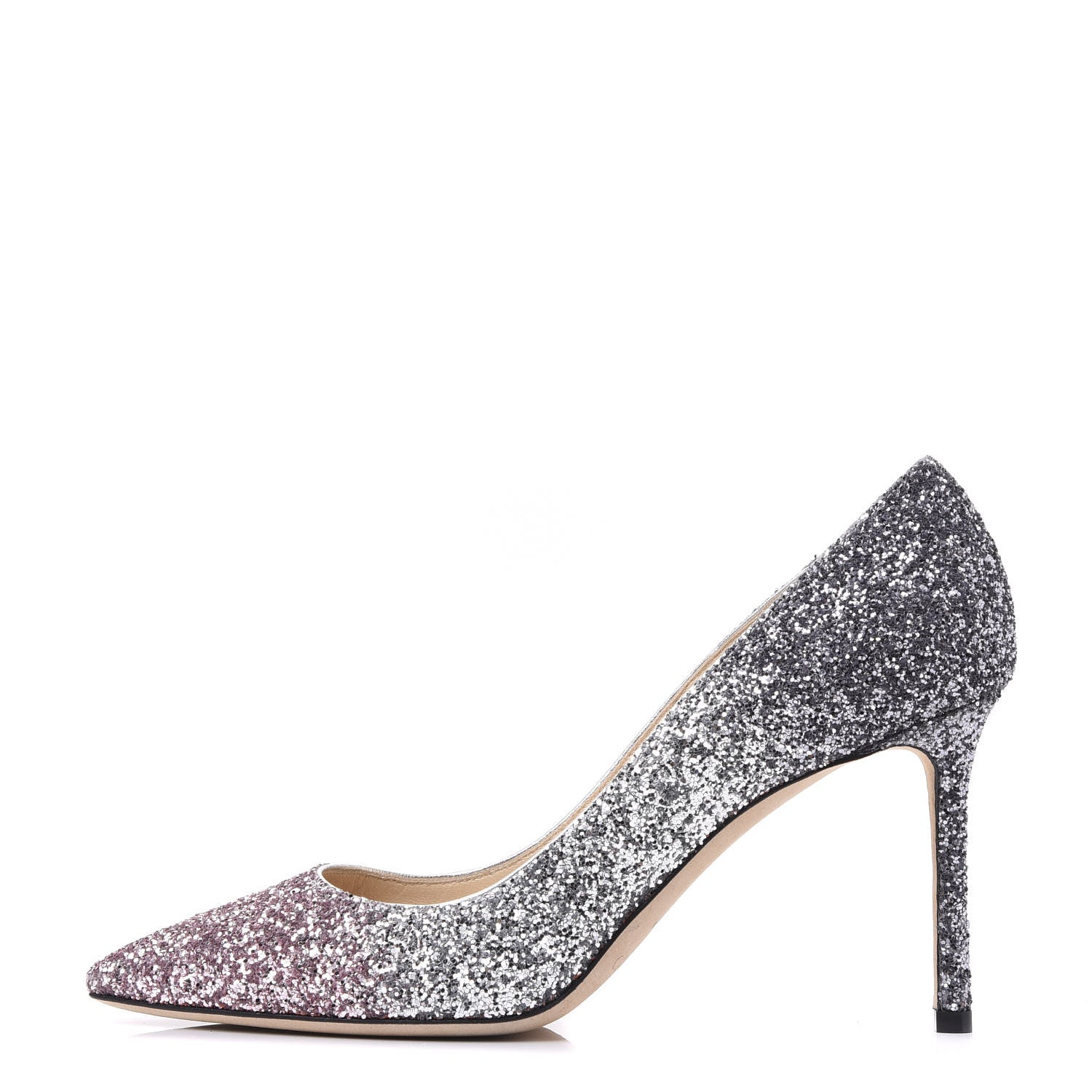 Jimmy Choo Glitter Pointy Toe Romy 85 Pumps 39.5 Silver Pink 1 of 7