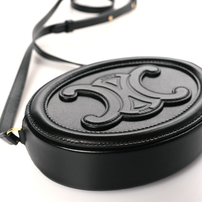Celine Smooth Calfskin Cuir Small Triomphe Oval Crossbody Purse Black 7 of 8
