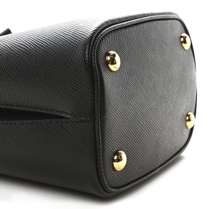 Prada Saffiano Cuir Small Panier Bucket Bag Black Fuoco 8 of 9