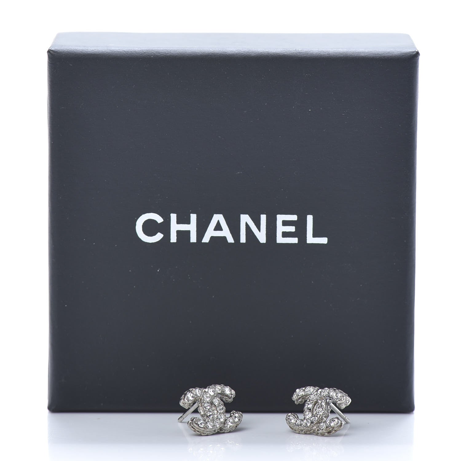 Chanel Crystal Mini Timeless CC Earrings Silver 5 of 5