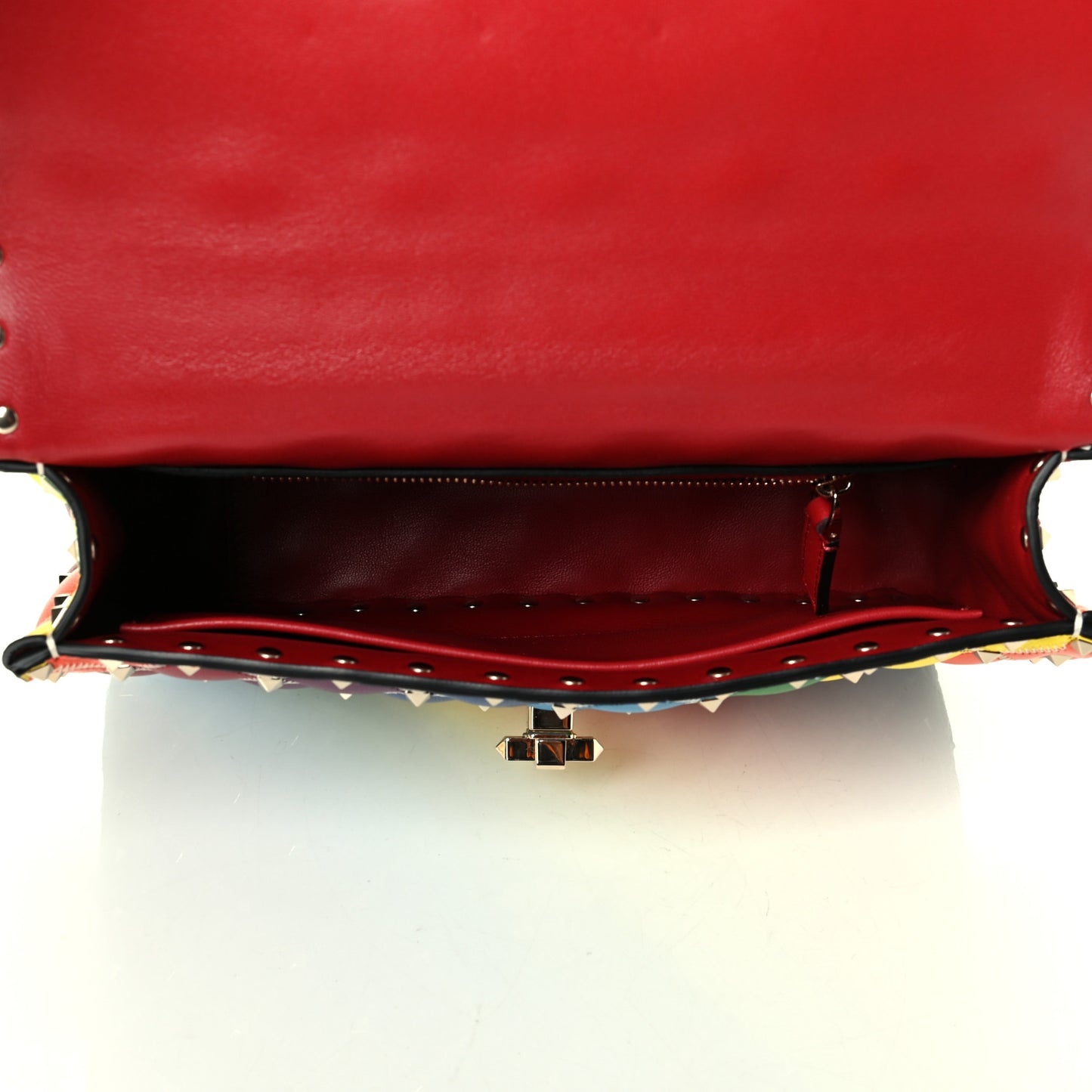Lambskin Medium Rockstud Spike Shoulder Bag Rainbow