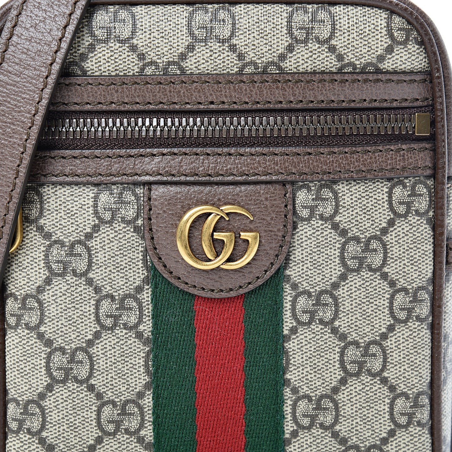 GG Supreme Monogram Web Mini Ophidia Messenger Brown