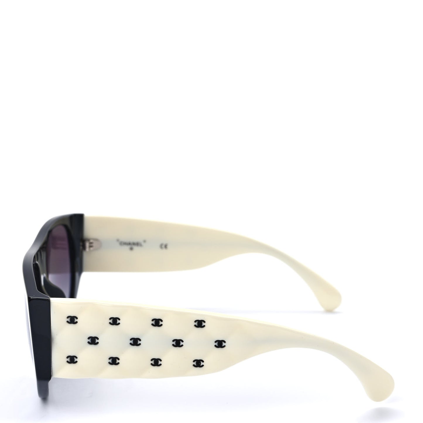 Acetate Quilted CC Pilot Sunglasses 71465 White Black
