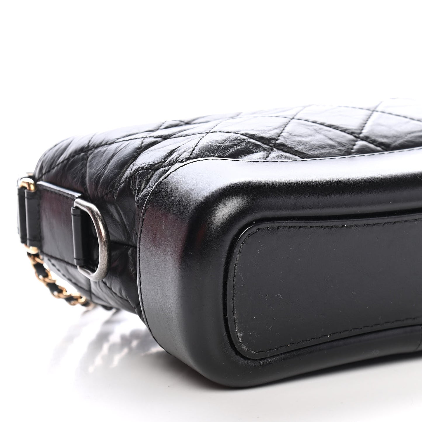 Aged Calfskin Quilted Small Gabrielle Hobo Black