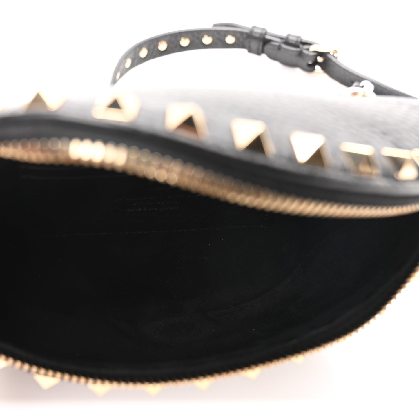 Calfskin Rockstud Belt Bag Black