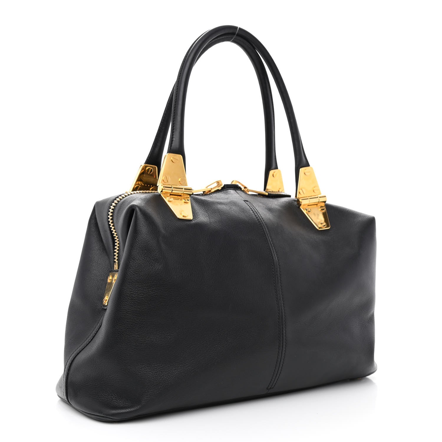 Tom Ford Calfskin Natasha Satchel Black 3 of 15