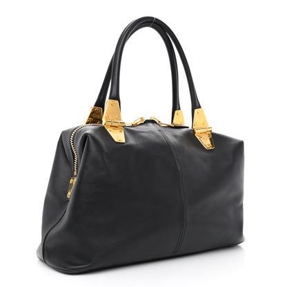 Tom Ford Calfskin Natasha Satchel Black 3 of 15