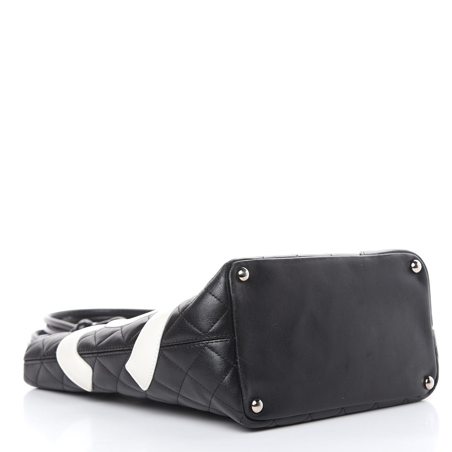 Calfskin Quilted Medium Cambon Tote Black White