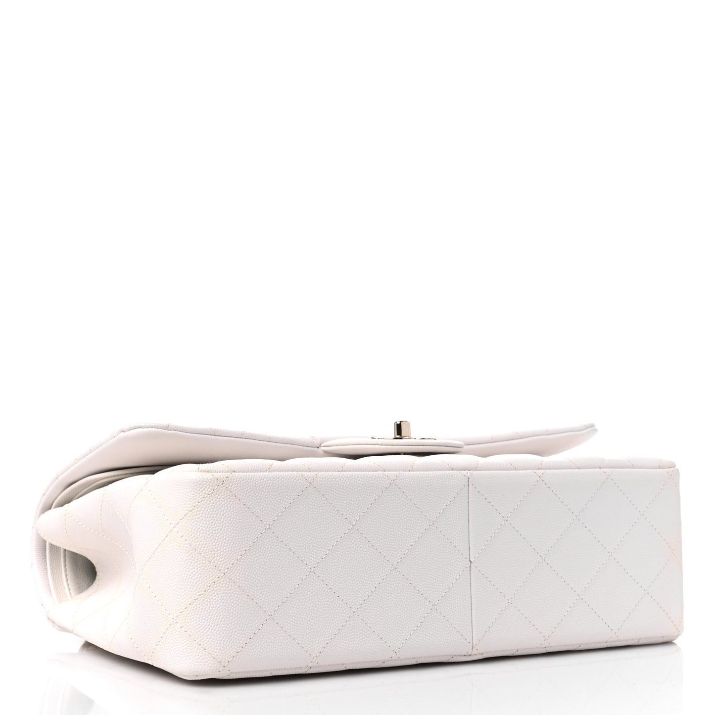 Caviar Quilted Jumbo Double Flap White