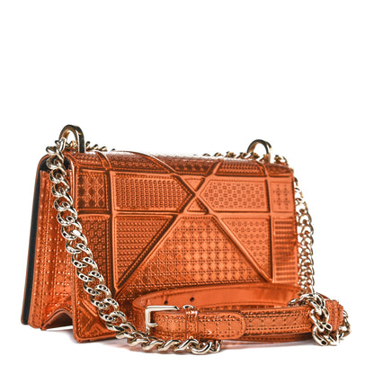 Christian Dior Metallic Patent Micro-Cannage Small Diorama Flap Bag Orange 4 of 23