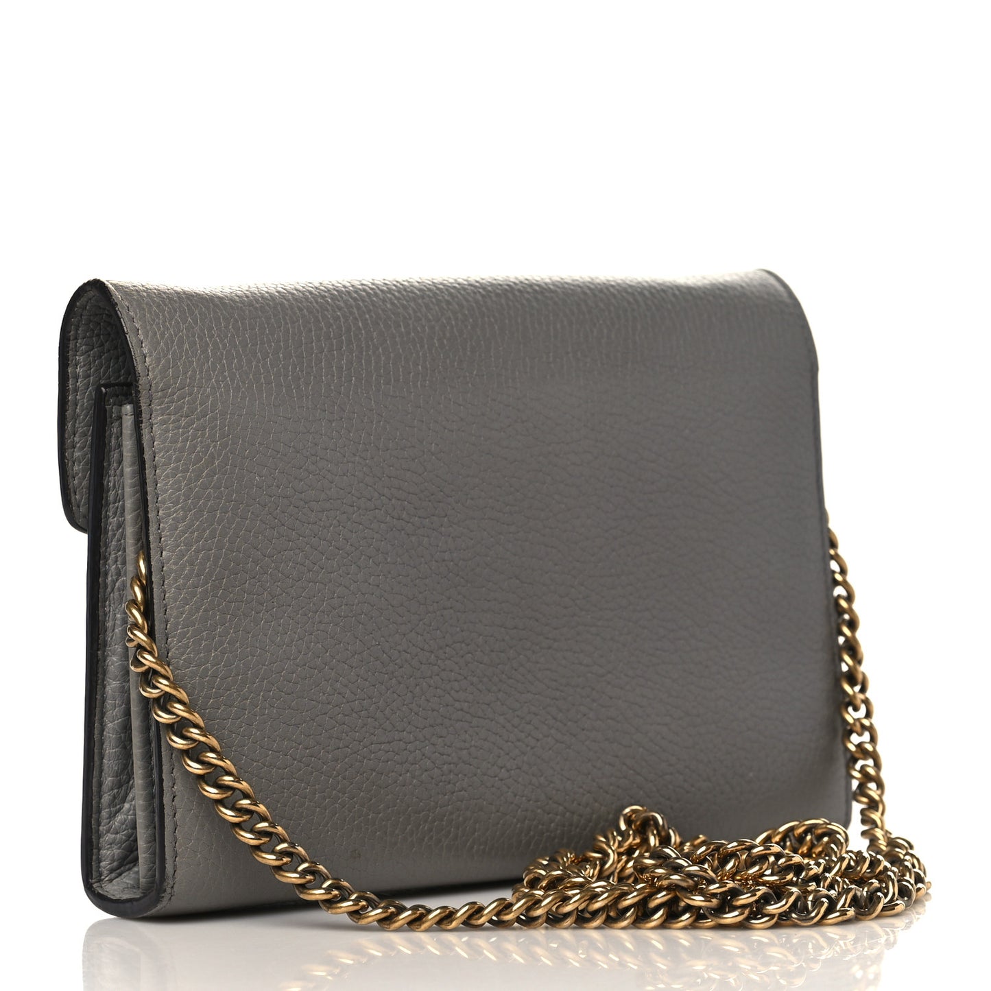 Cellarius Calfskin GG Marmont Chain Wallet Deep Grey