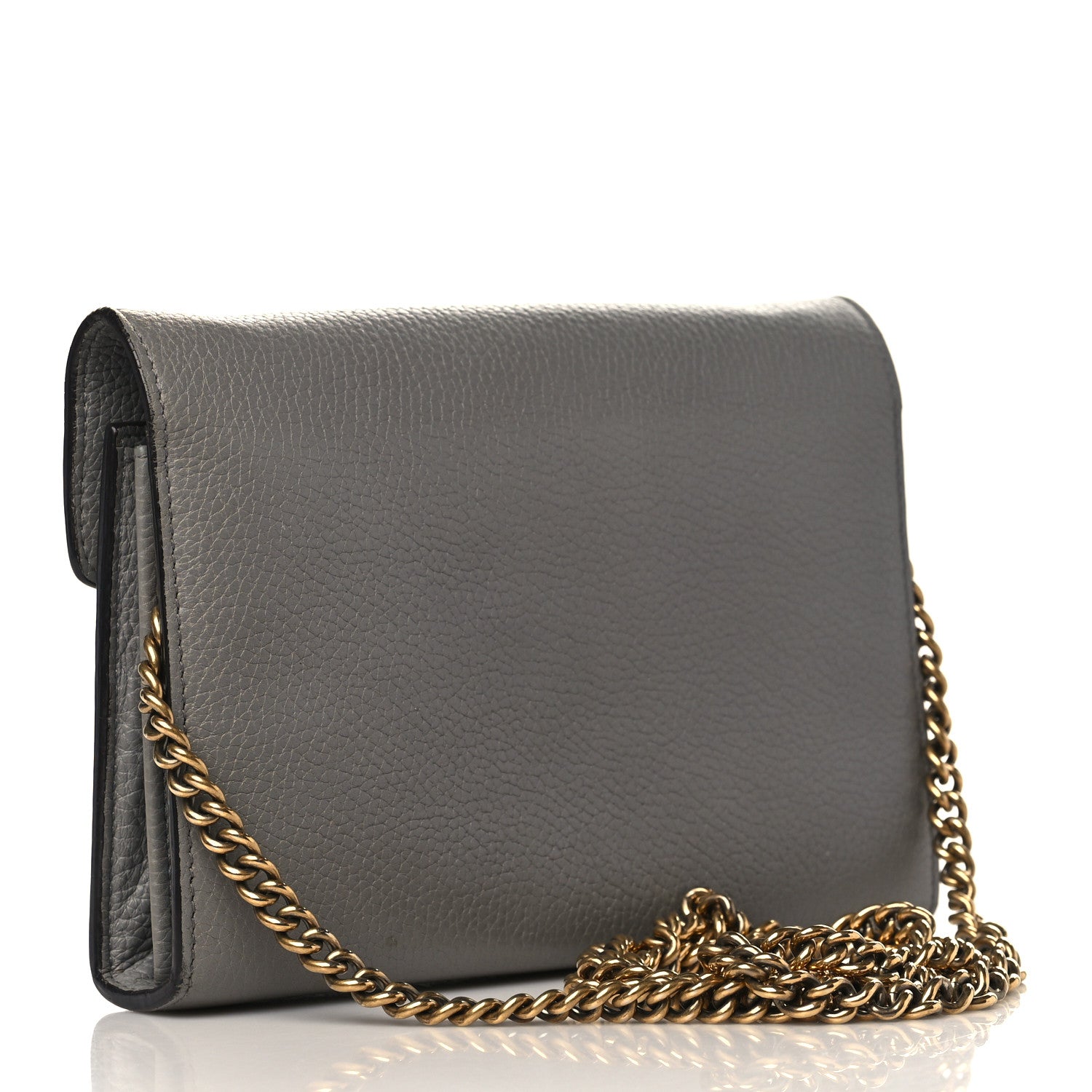 Gucci Cellarius Calfskin GG Marmont Chain Wallet Deep Grey 3 of 9