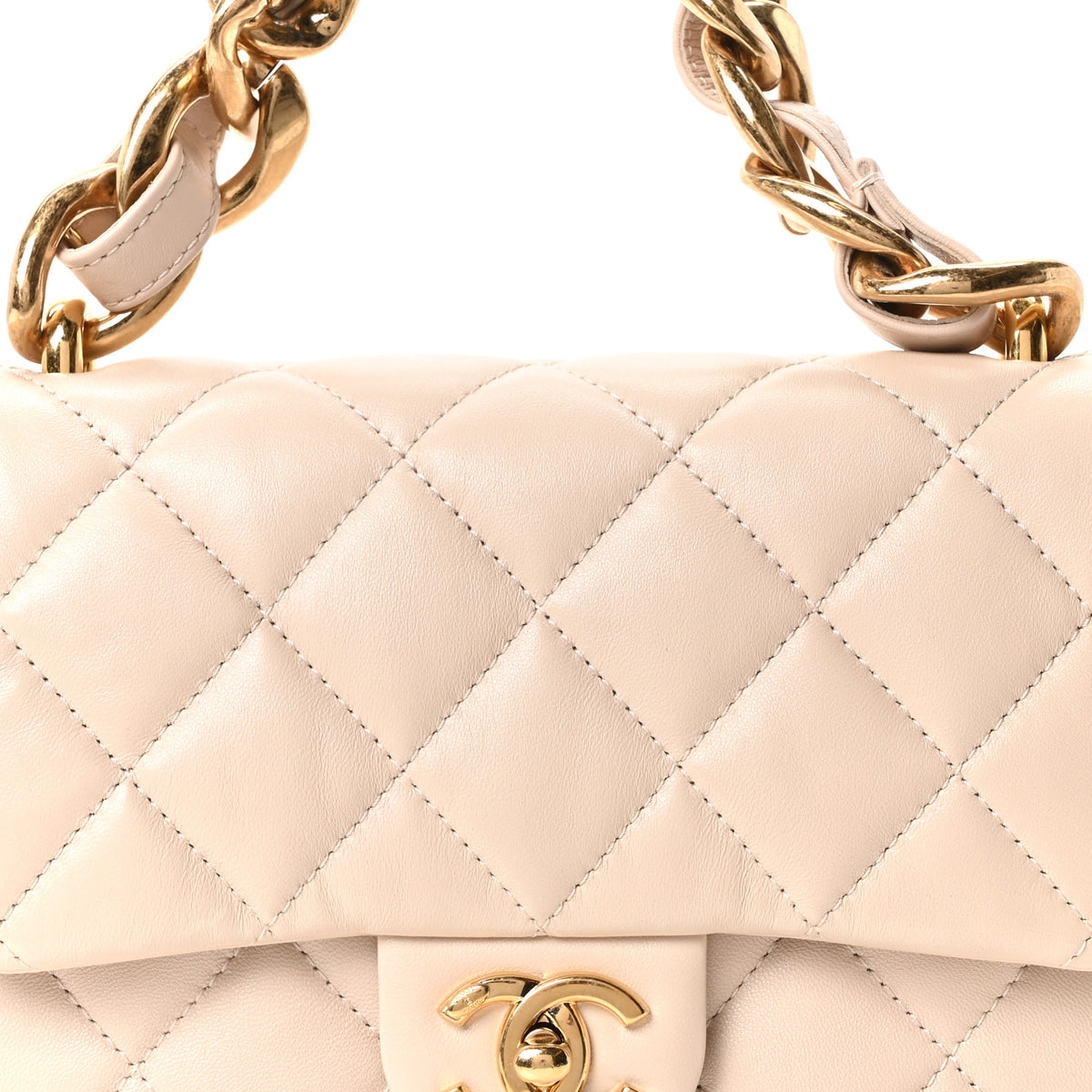 Lambskin Quilted Small CC Funky Town Flap Beige