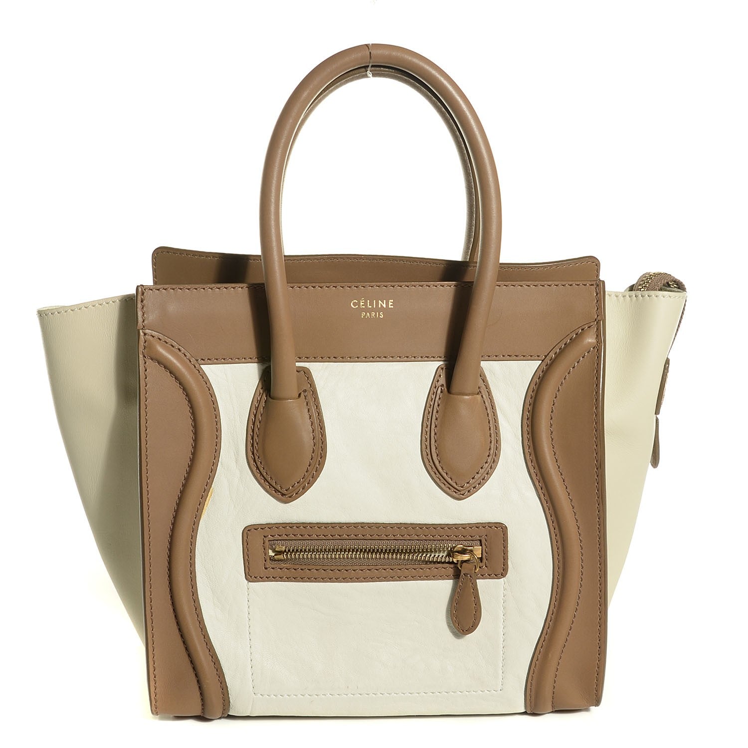 Celine Smooth Calfskin Shrunken Lambskin Micro Tri-Color Luggage Chalk 1 of 8