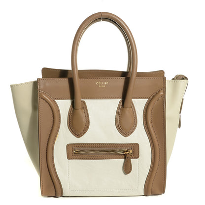 Celine Smooth Calfskin Shrunken Lambskin Micro Tri-Color Luggage Chalk 1 of 8