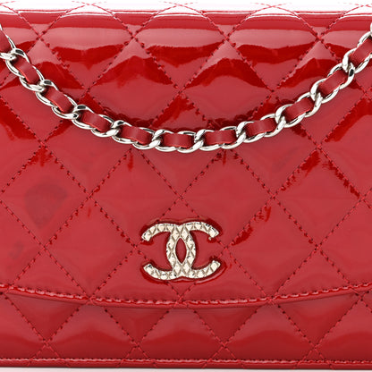 Chanel Patent Quilted Brilliant Wallet On Chain WOC Red 9 of 14