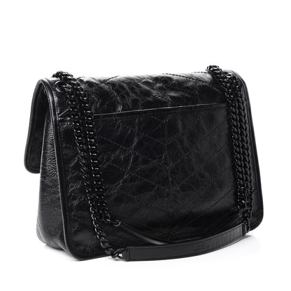 Saint Laurent Crinkled Calfskin Matelasse Monogram Medium Niki Chain Satchel Black 3 of 11
