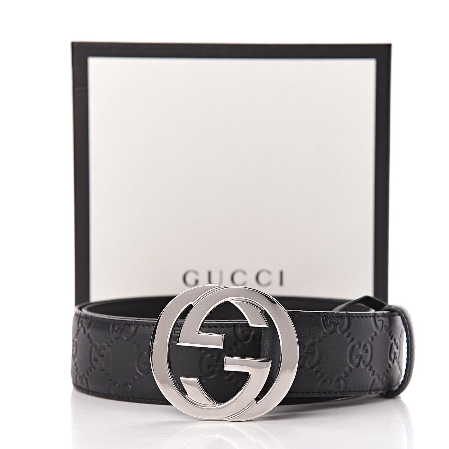 Guccissima Signature Interlocking G 40mm Belt 95 38 Black
