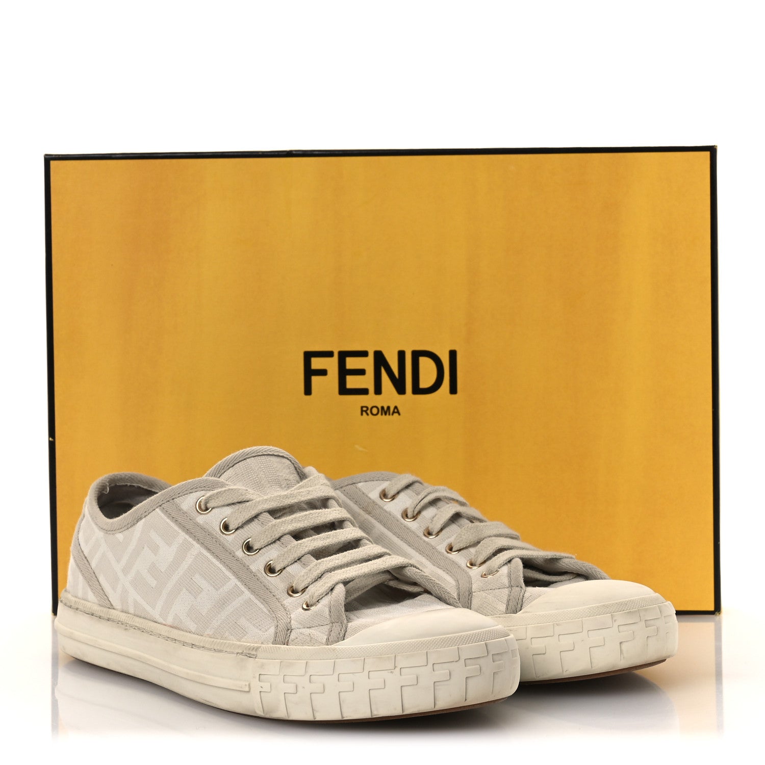 Fendi Woven Fabric FF Womens Domino Low Top Sneakers 39 White Beige 14 of 14