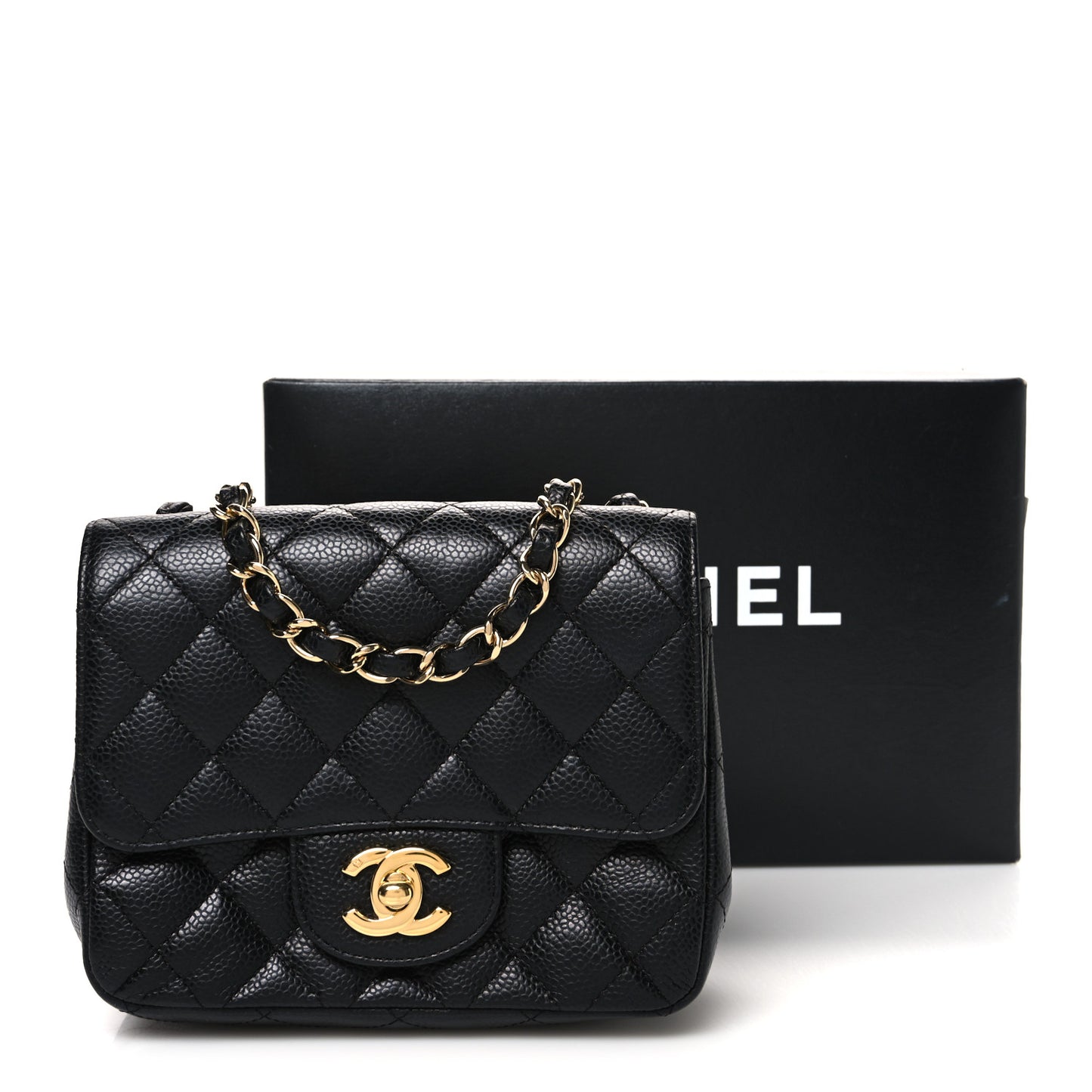 Caviar Quilted Mini Square Flap Black