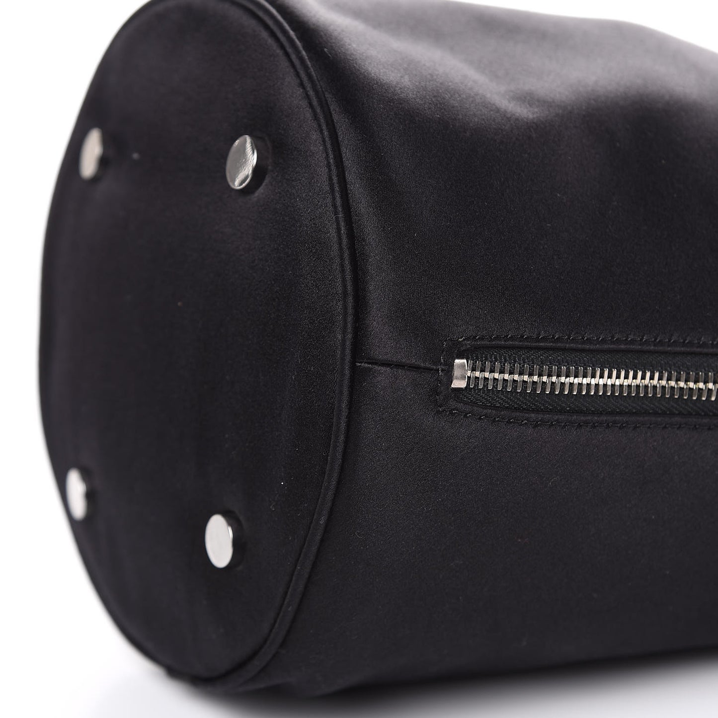 Satin Attica Chain Bucket Bag Black
