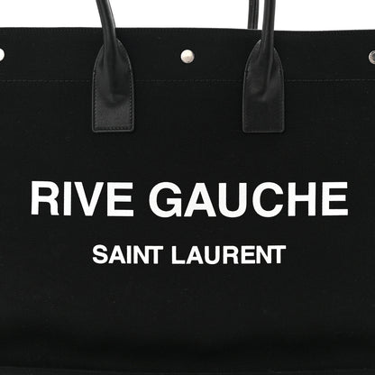 Saint Laurent Linen Calfskin Rive Gauche Tote Black 15 of 21