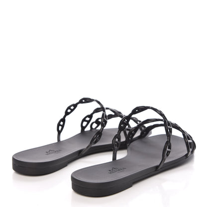 Hermes Rubber Chaine d'Ancre Rivage Sandals 37 Black 4 of 8