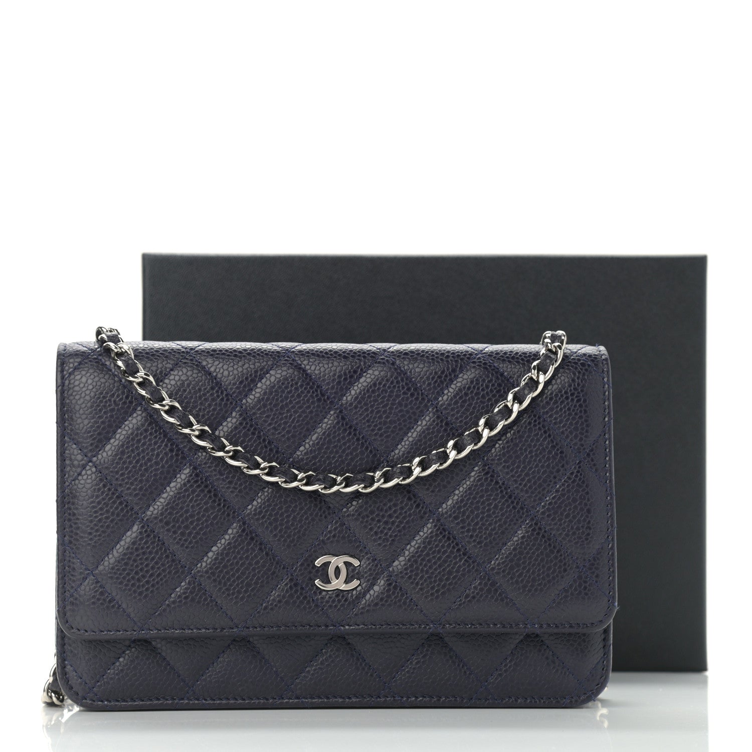 Chanel Caviar Quilted Wallet On Chain WOC Navy Blue 13 of 13