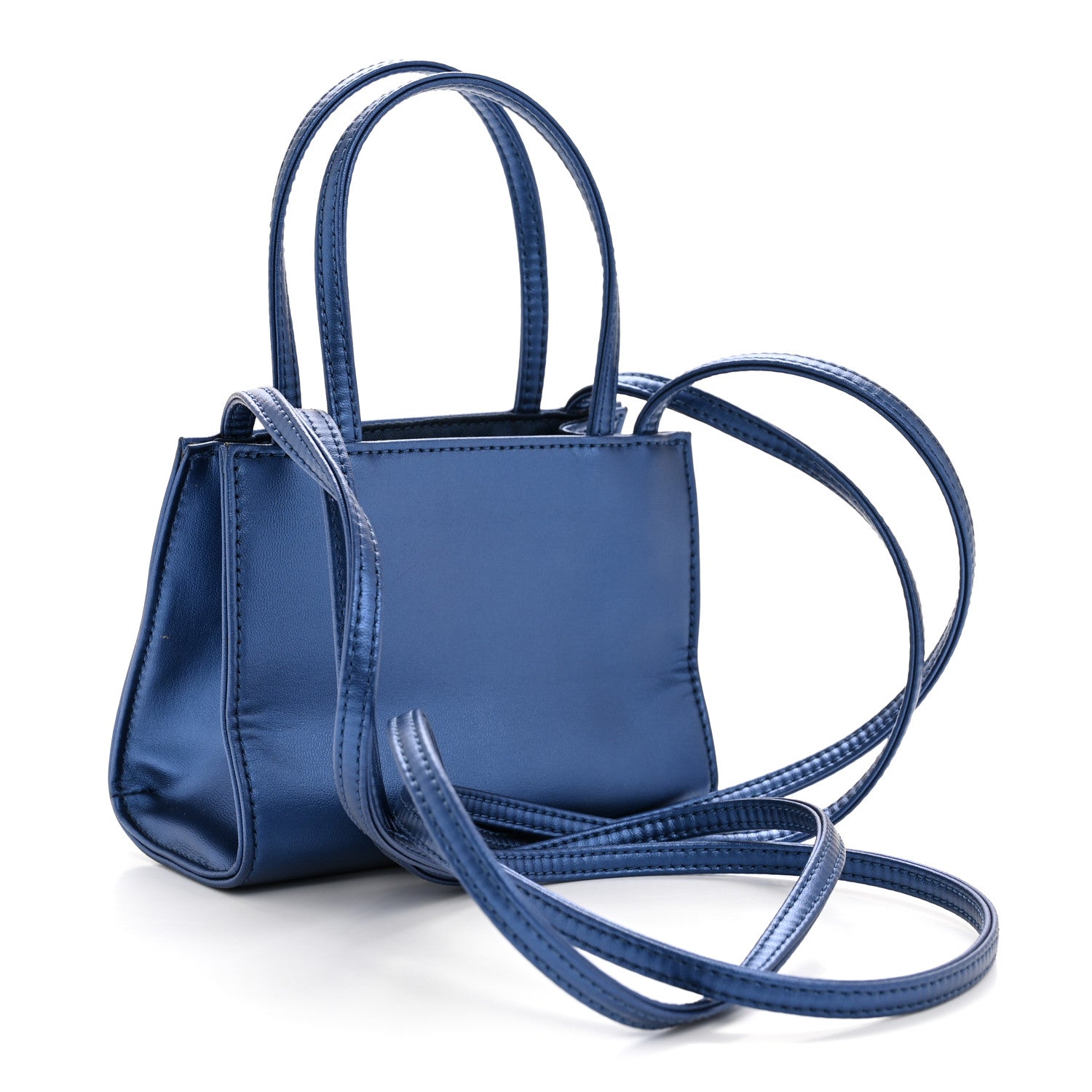 Telfar Metallic Vegan Leather Small Shopping Bag Cobalt 5 of 31