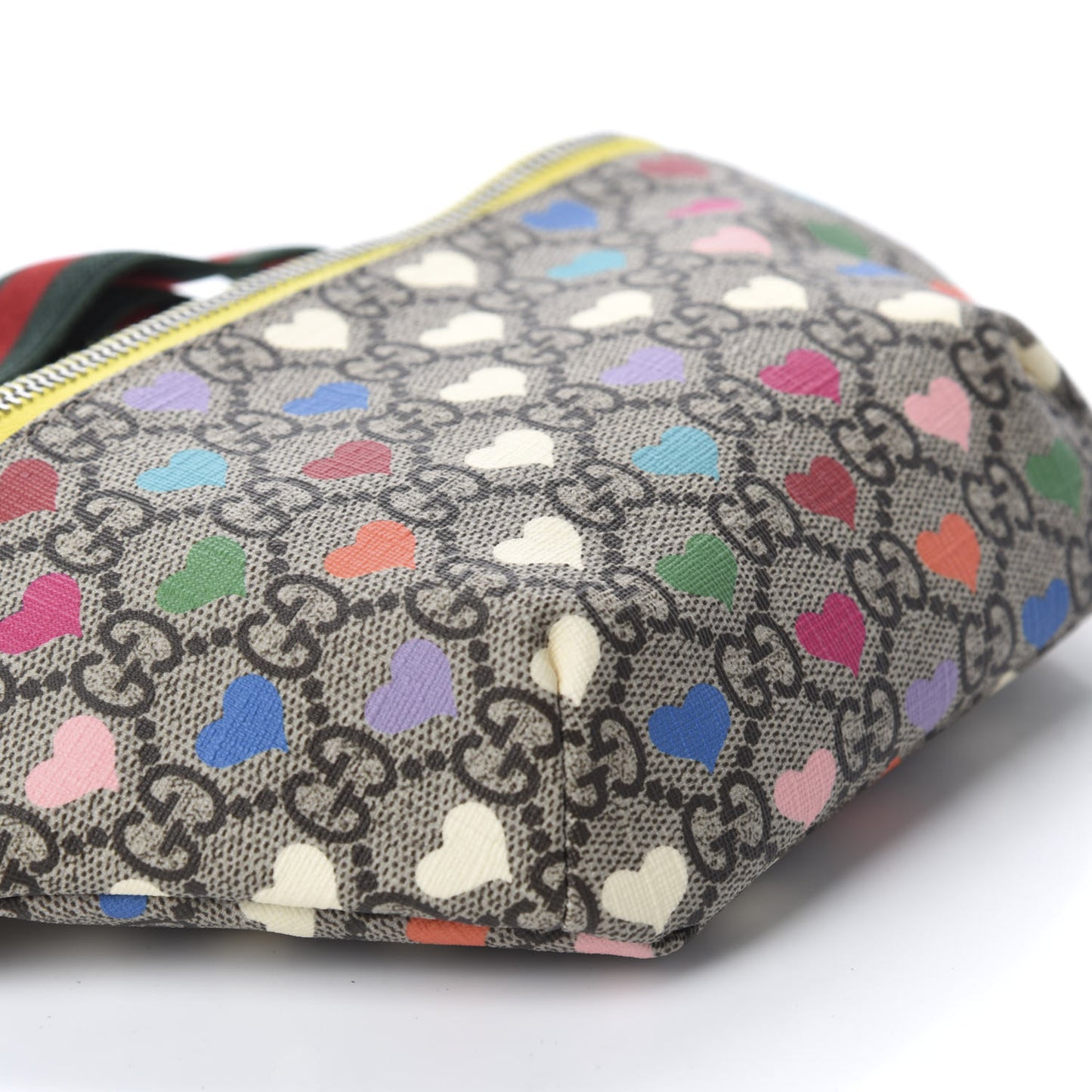 Soft GG Supreme Monogram Hearts Web Childrens Belt Bag Beige Ebony Multicolor Freesia
