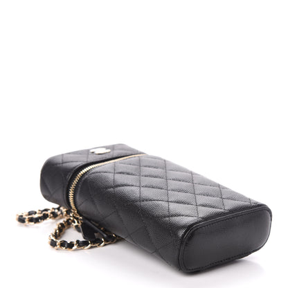 Chanel Caviar Quilted Phone Holder With Chain Black 4 of 10