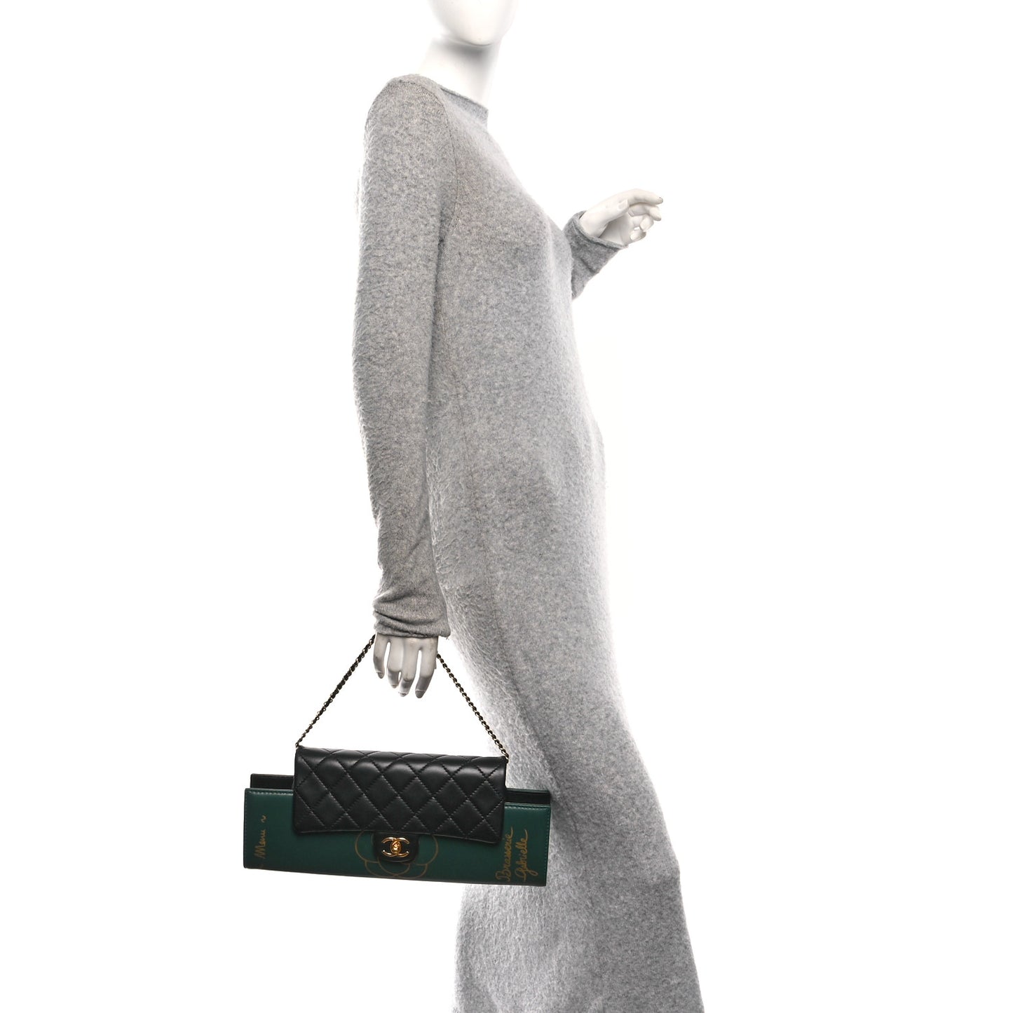 Calfskin Quilted Brasserie Gabrielle Menu CC Clutch Green