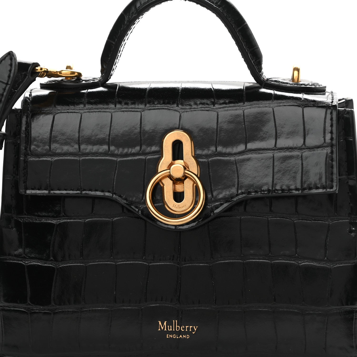 Mulberry Calfskin Crocodile Embossed Micro Seaton Black 10 of 10