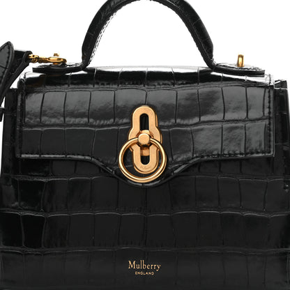 Mulberry Calfskin Crocodile Embossed Micro Seaton Black 10 of 10