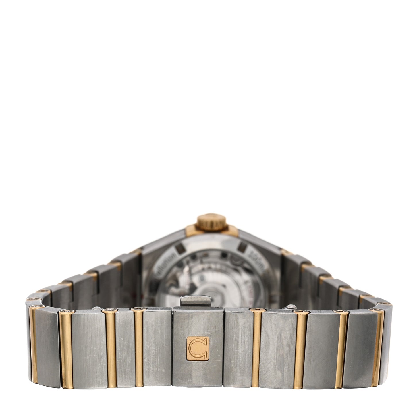 Stainless Steel 18K Yellow Gold Diamond Bezel Yellow Mother of Pearl 27mm Constellation Automatic Watch 123.25.27.20.57.002