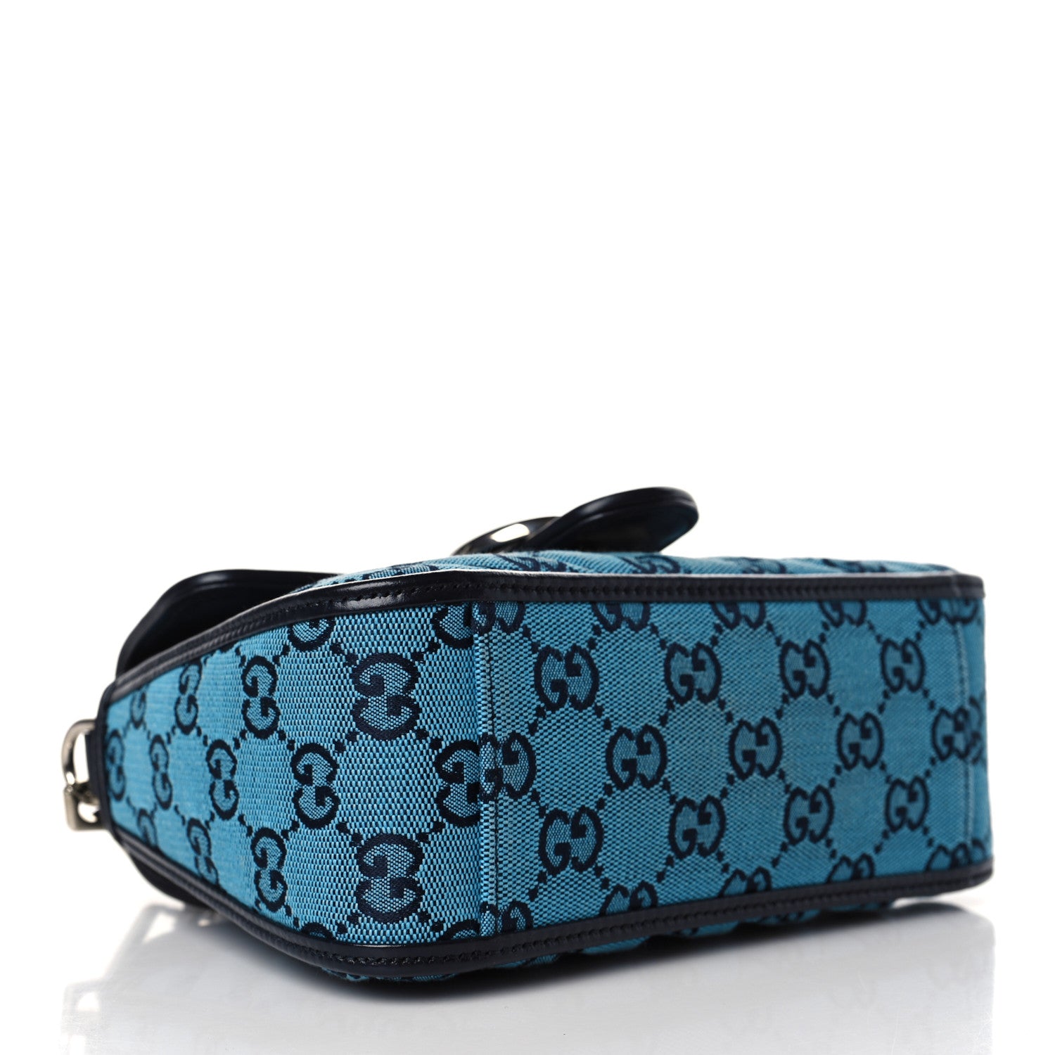 Gucci Monogram Multicolor Matelasse Diagonal Mini GG Marmont Top Handle Shoulder Bag Light Blue 4 of 9