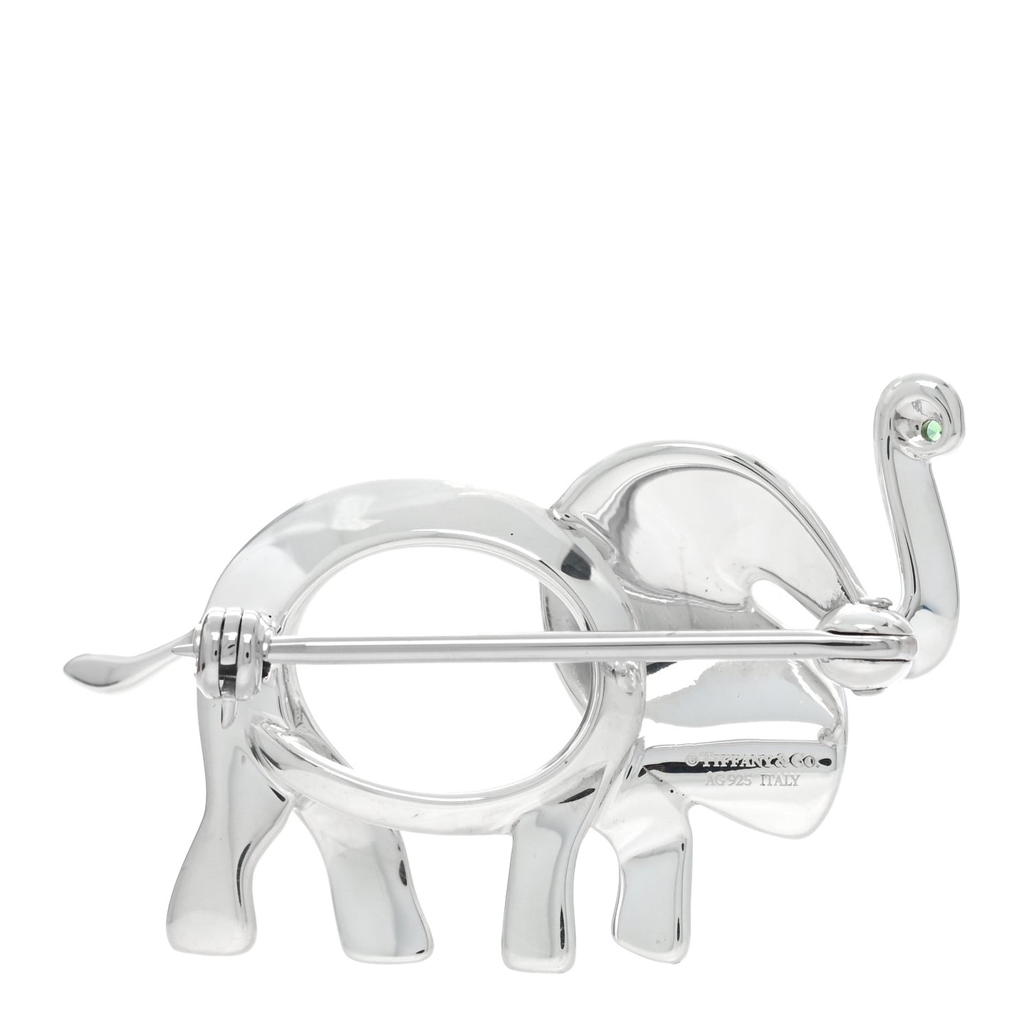 Sterling Silver Tsavorite Save the Wild Elephant Brooch