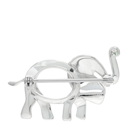 Tiffany Sterling Silver Tsavorite Save the Wild Elephant Brooch 3 of 5