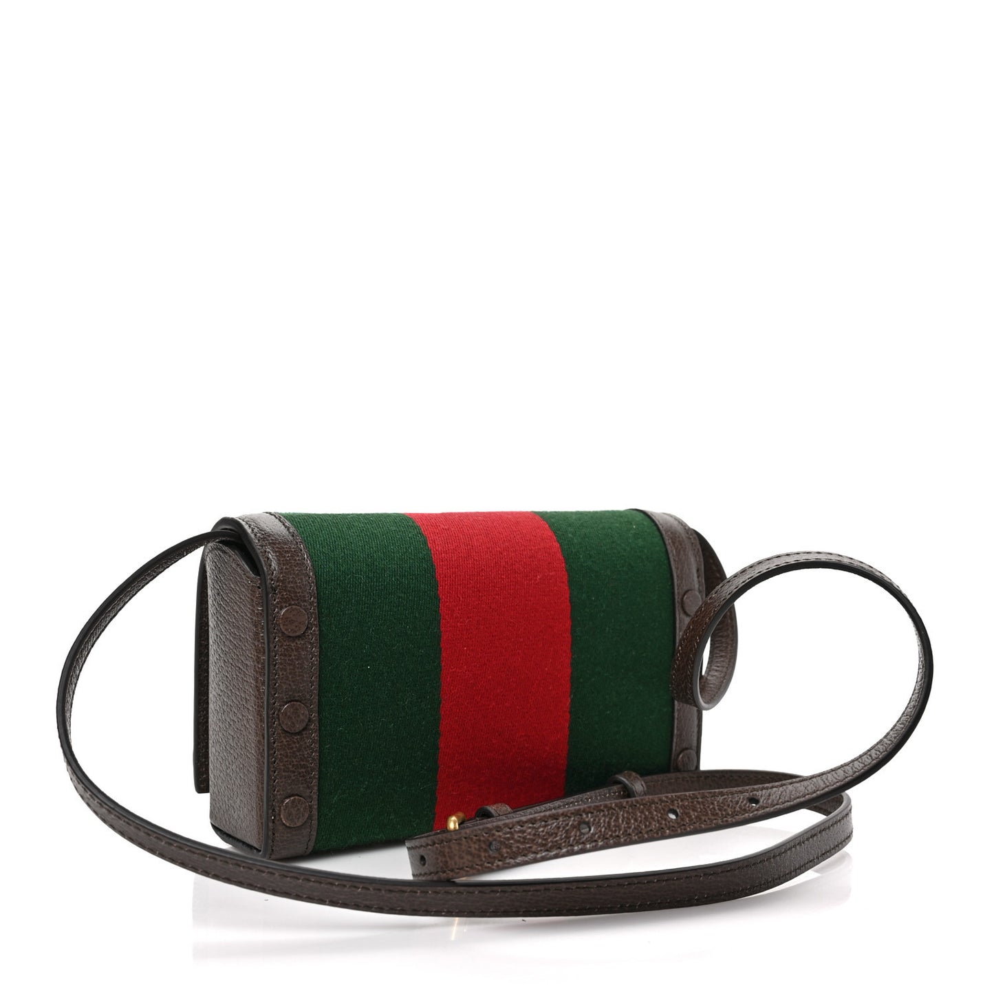 Web Textured Dollar Calfskin Mini Double G Shoulder Bag Green Red New Acero