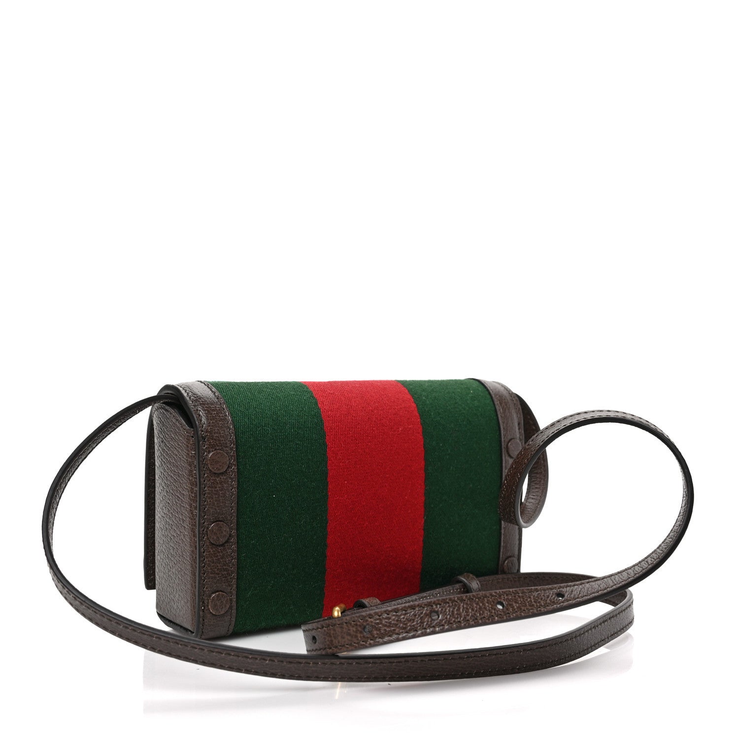 Gucci Web Textured Dollar Calfskin Mini Double G Shoulder Bag Green Red New Acero 3 of 9
