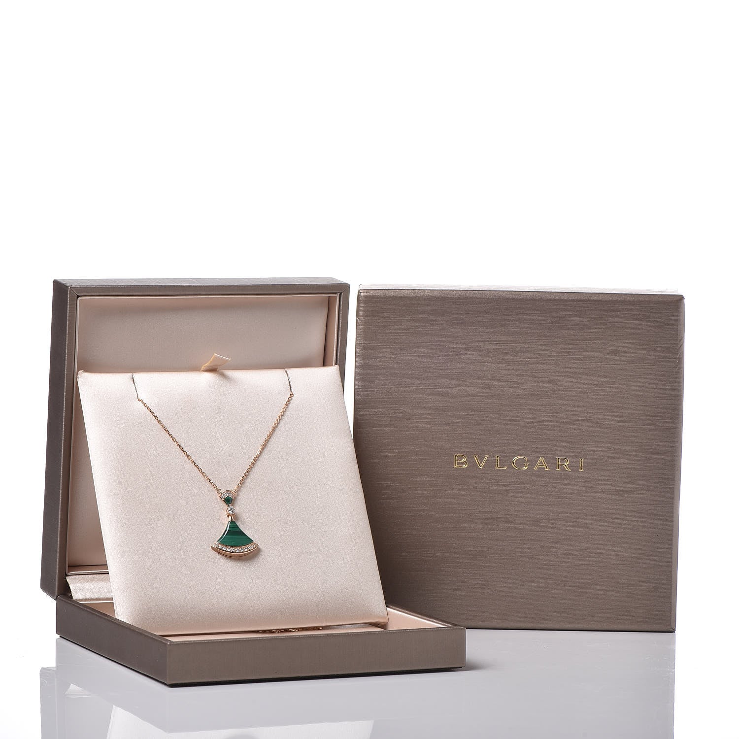 Bulgari 18K Rose Gold Diamond Malachite Divas' Dream Pendant Necklace 6 of 6