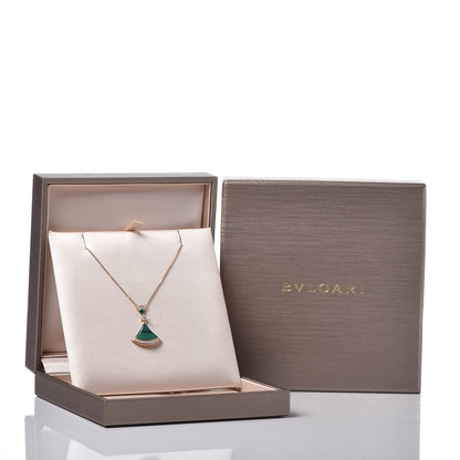Bulgari 18K Rose Gold Diamond Malachite Divas' Dream Pendant Necklace 6 of 6
