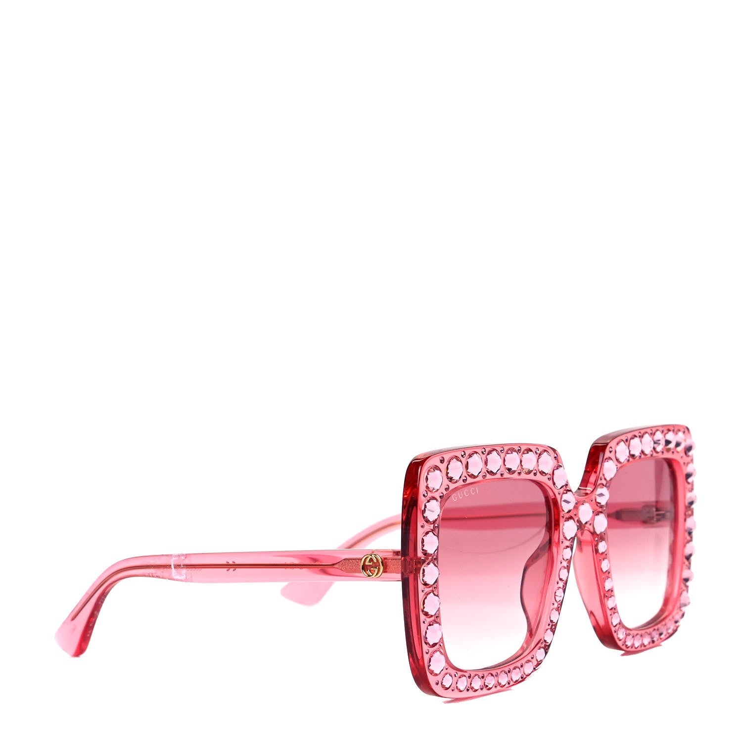 Gucci Crystal Square Frame Sunglasses GG0148S Pink 4 of 5
